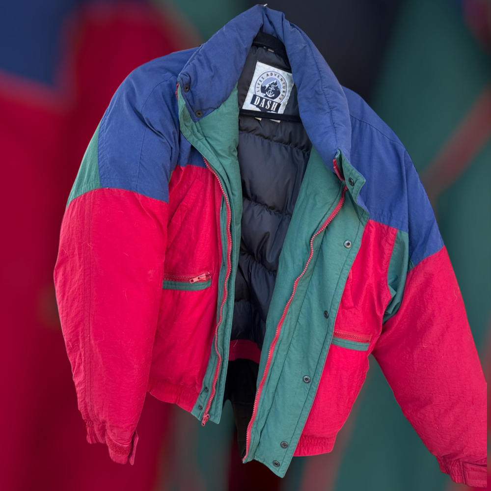 Vintage 80s 90s Colorblock Lifes Adventures Dash Down Ski Jacket Puffer Sz M VTG